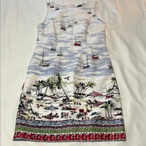 Madison Leigh Sleeveless Shift Tropical Print Dress